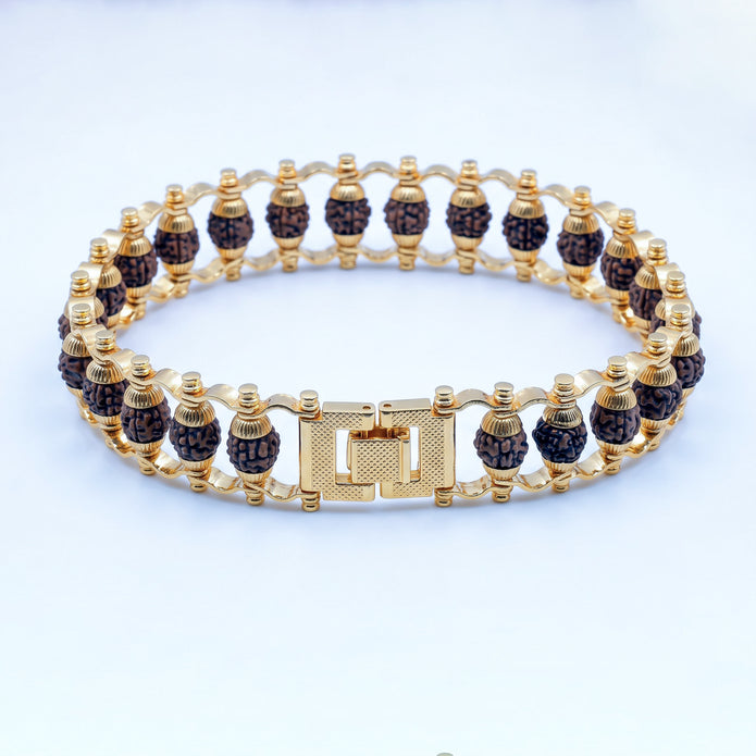 Gold Plated Rudraksha Bracelet for Men