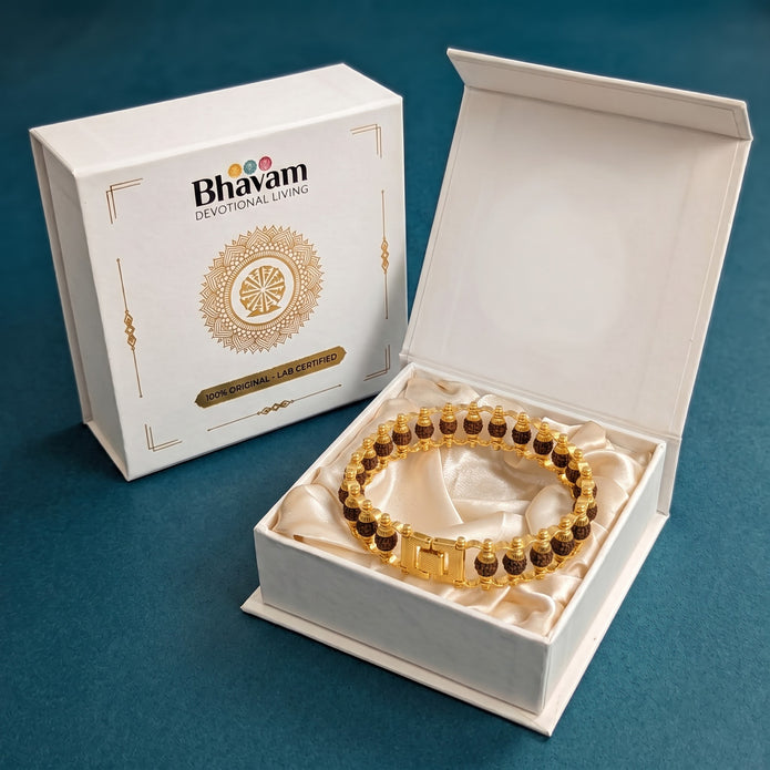 Gold Plated Rudraksha Bracelet for Men