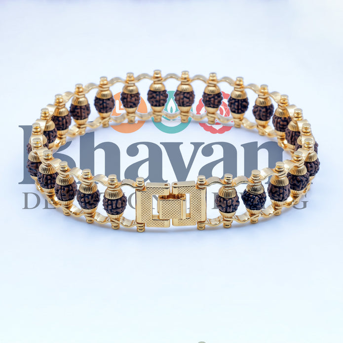 Gold Plated Rudraksha Bracelet for Men