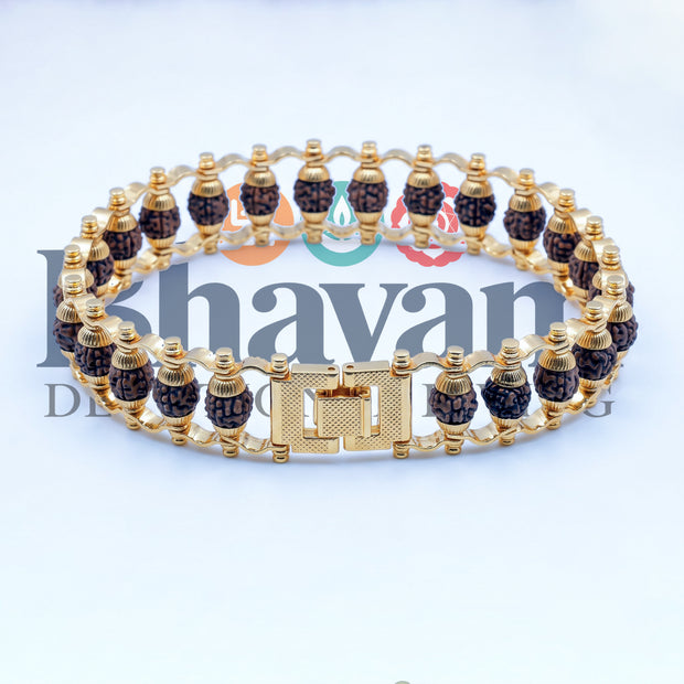 Gold Plated Rudraksha Bracelet for Men