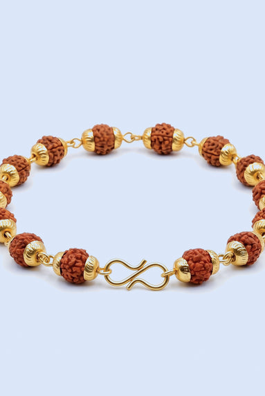 Panchamukhi Rudraksh Bracelet, Gold Cap